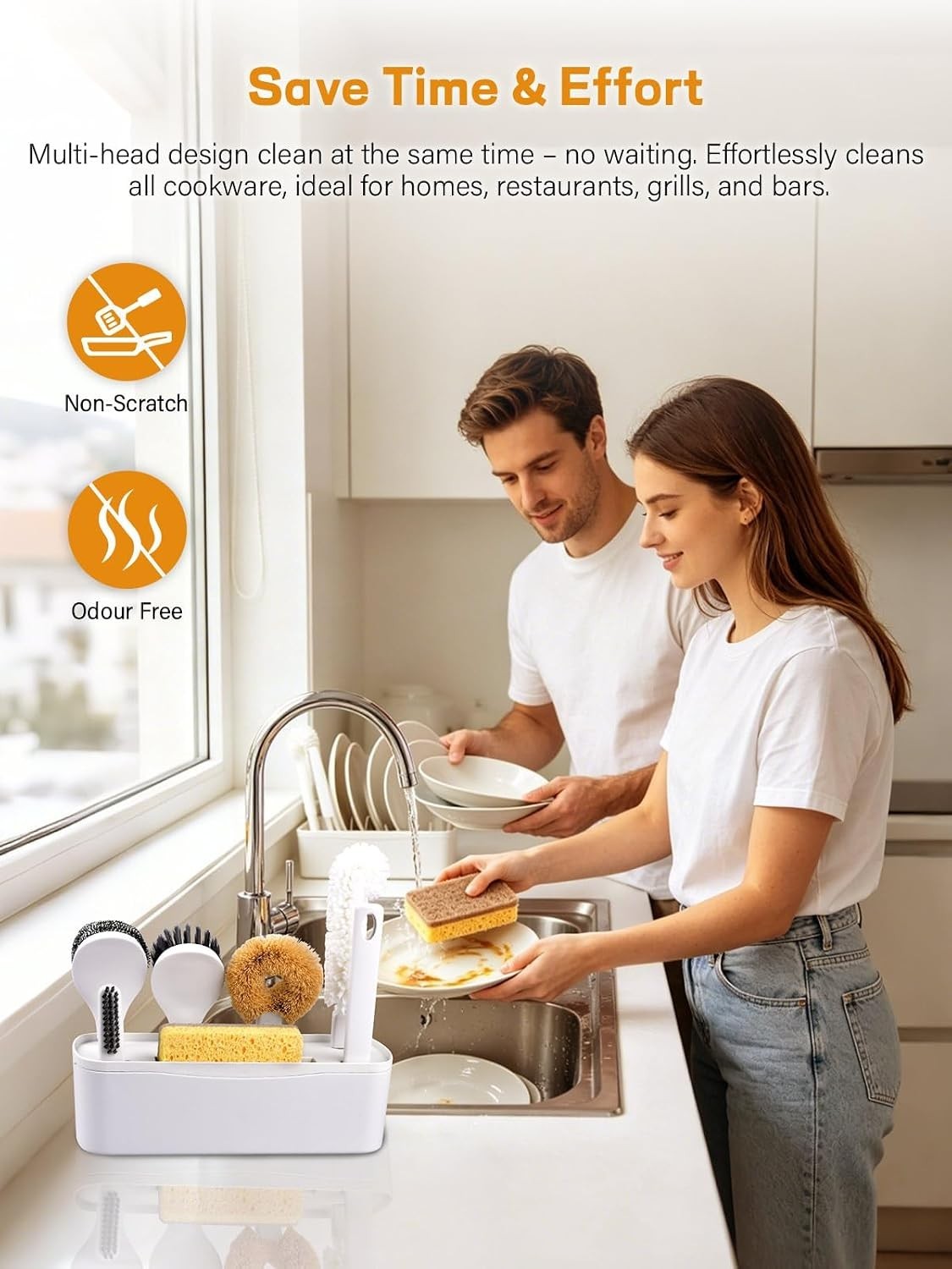 7-Pack Kitchen Cleaning Dish Brush Set with Storage Box for Pan & Bottle