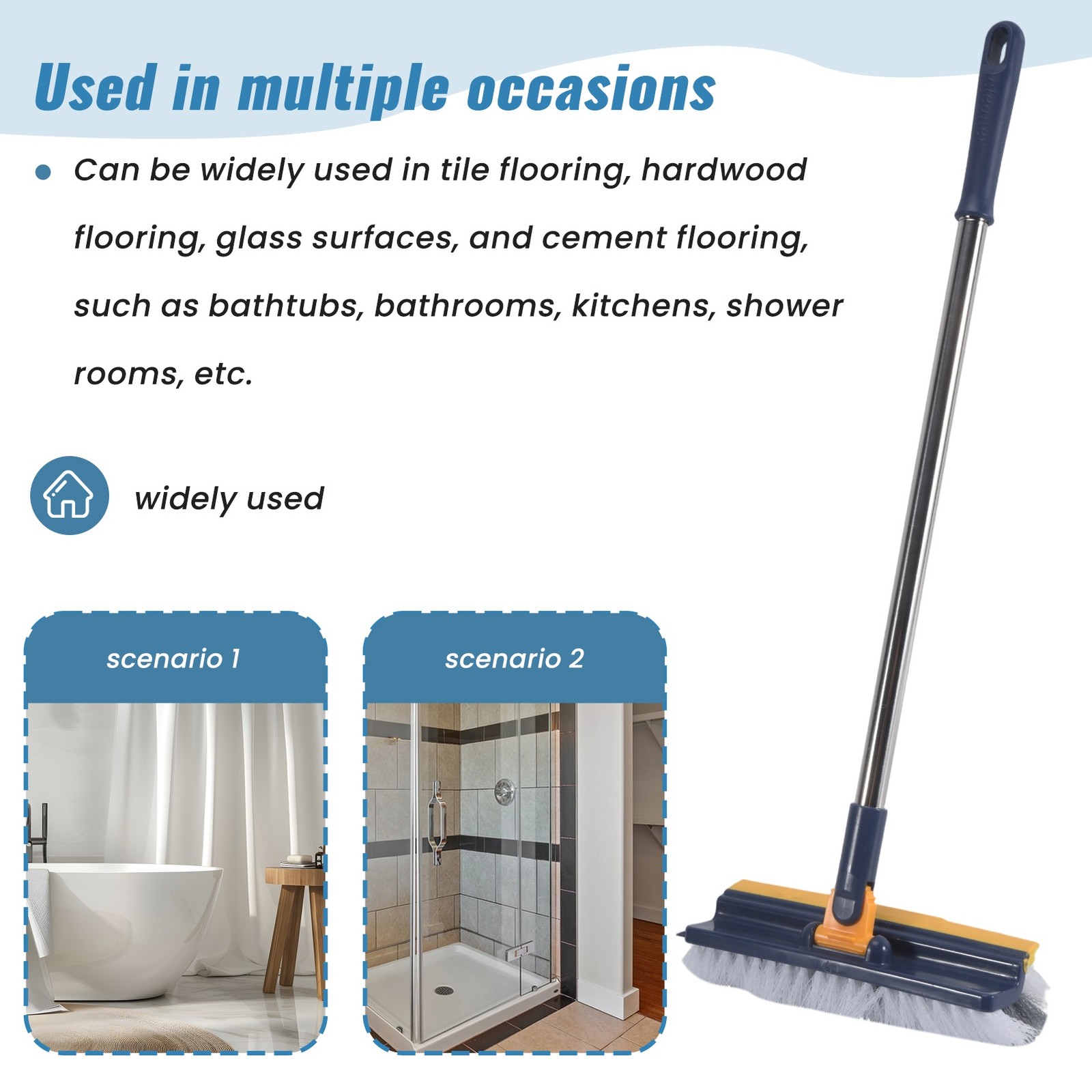 Long-Handled Floor Brush, Multi-Functional Scraping and Cleaning Brush,9833