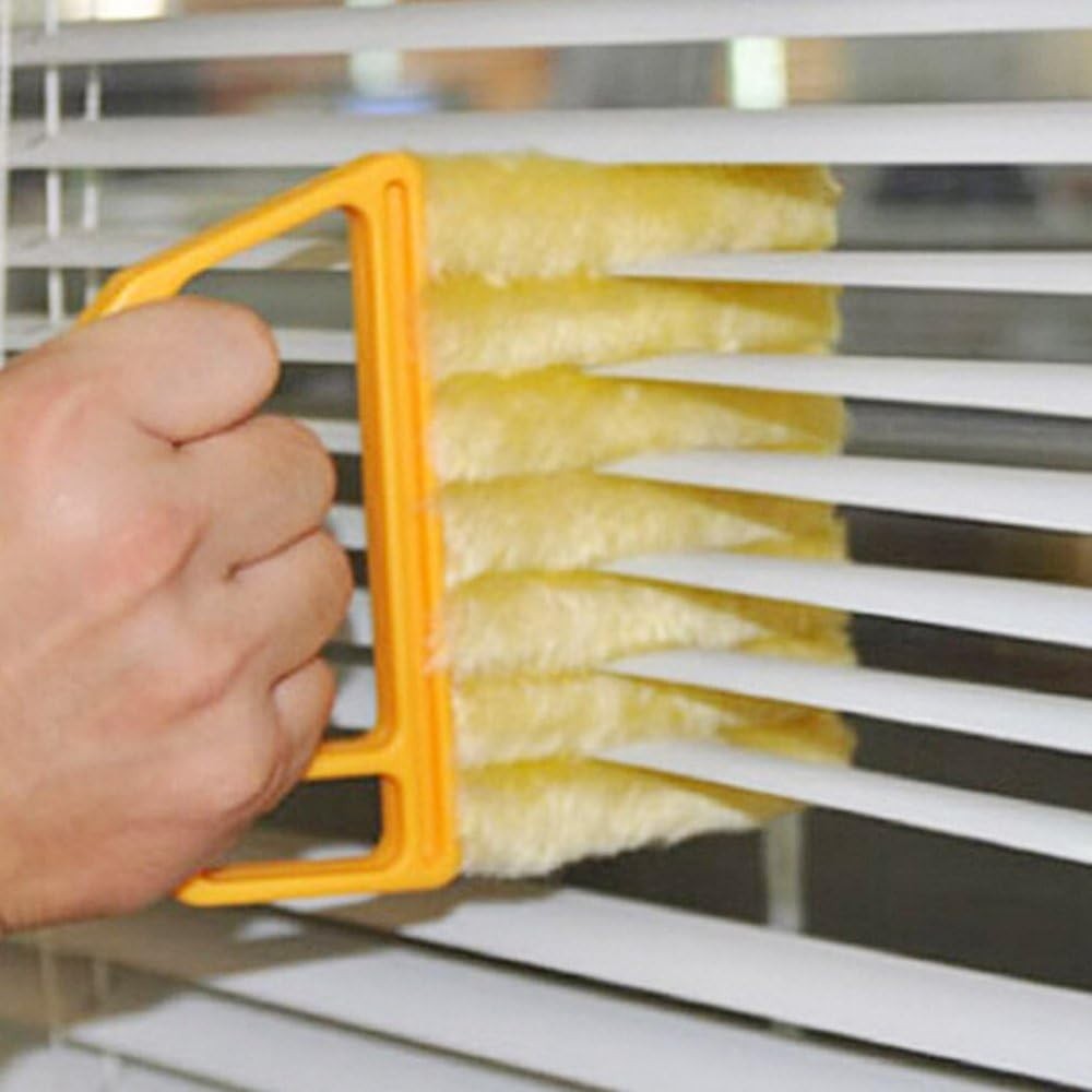Ergonomic Mini Blind Cleaner Brush – Washable Handheld Tool, Orange 6.5″x5.5″