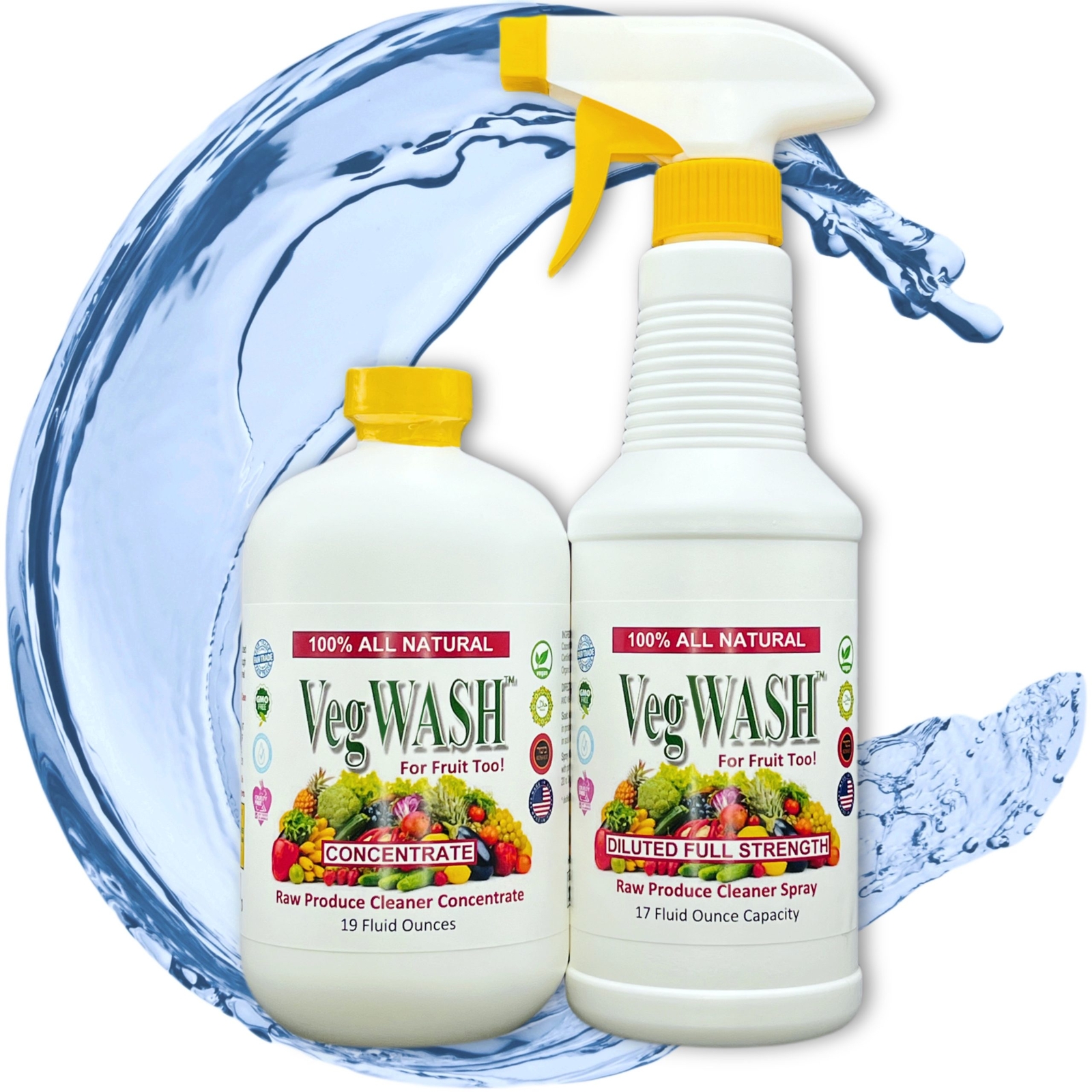 VegWASH™ Raw Produce Cleaner Concentrate Set – 19 Refills of 16.9 Fl Oz Spray