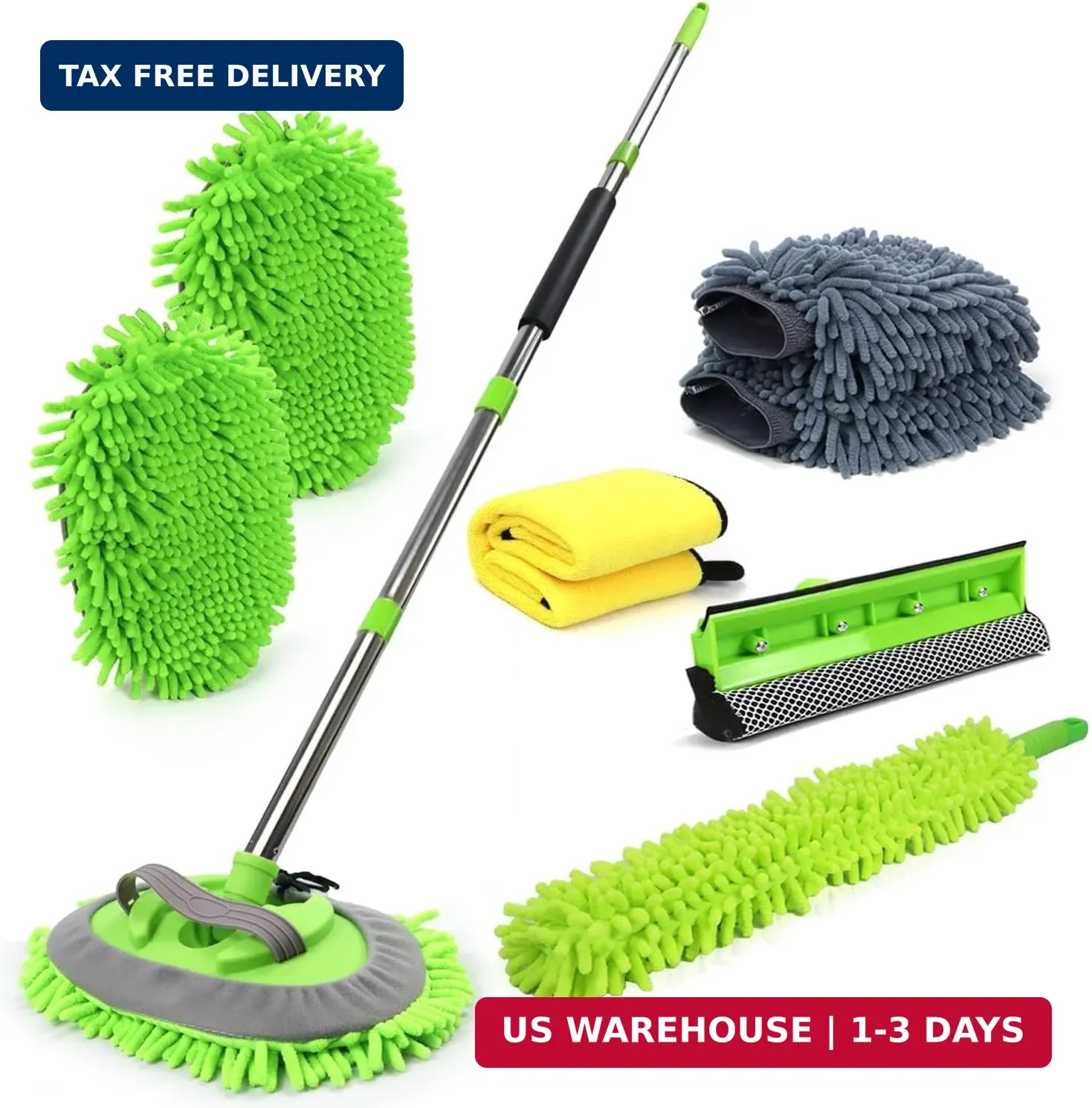 🚗 62” Car Wash Brush with Long Handle Car Wash Mop Mitt Chenille Car Cleaning