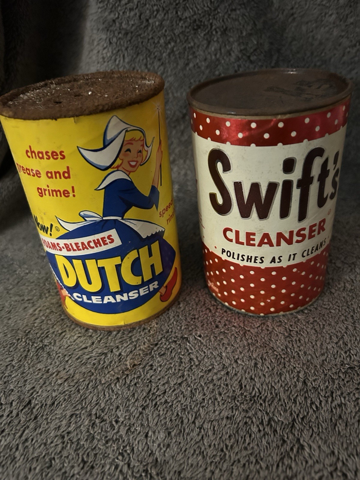 1950-60s Swift’s Cleanser 14 oz Red Polka Dot Label NOS & Empty Dutch Can