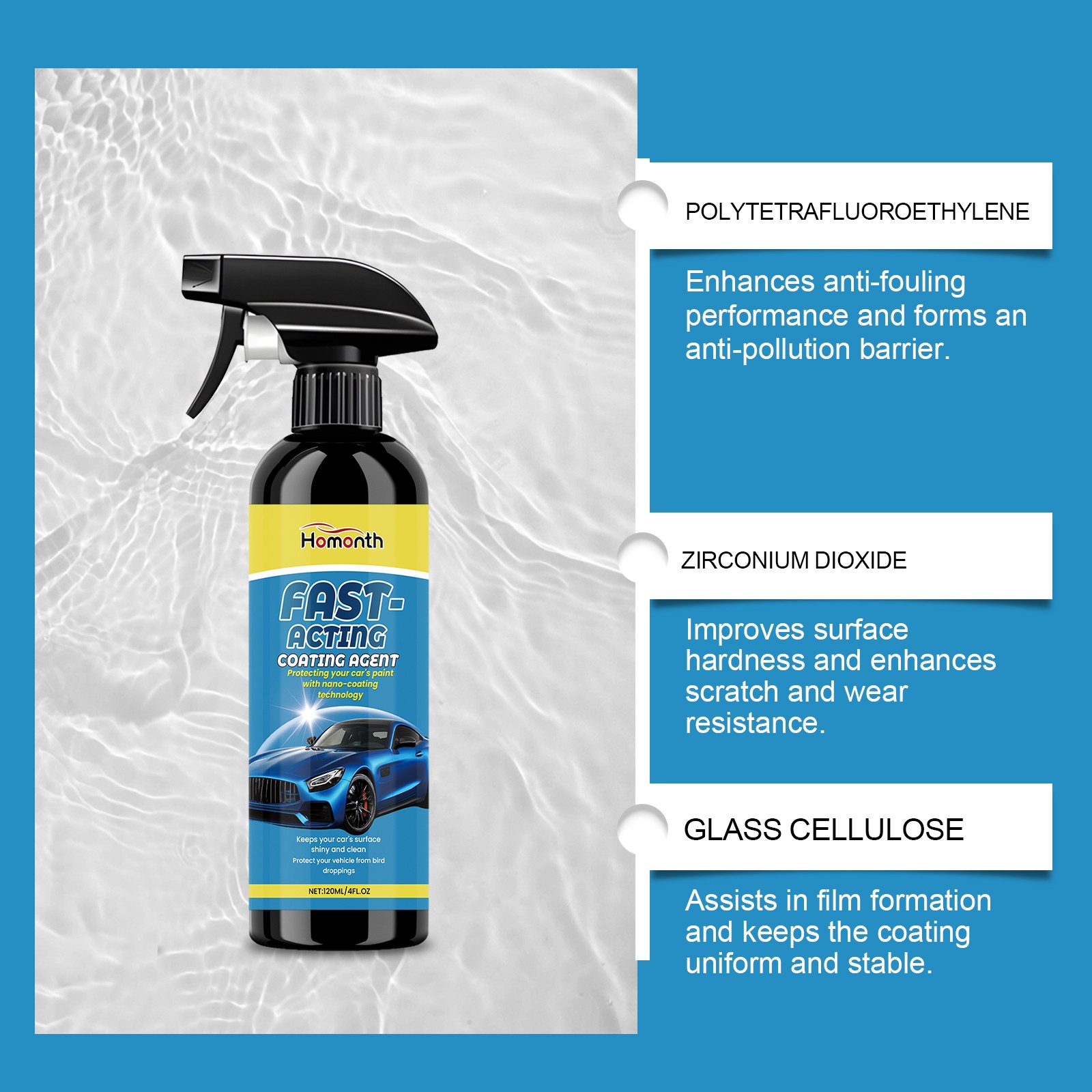 Ceramic Coating Spray Kit PTFE Nano Paint Sealant Hydrophobic Car Wax