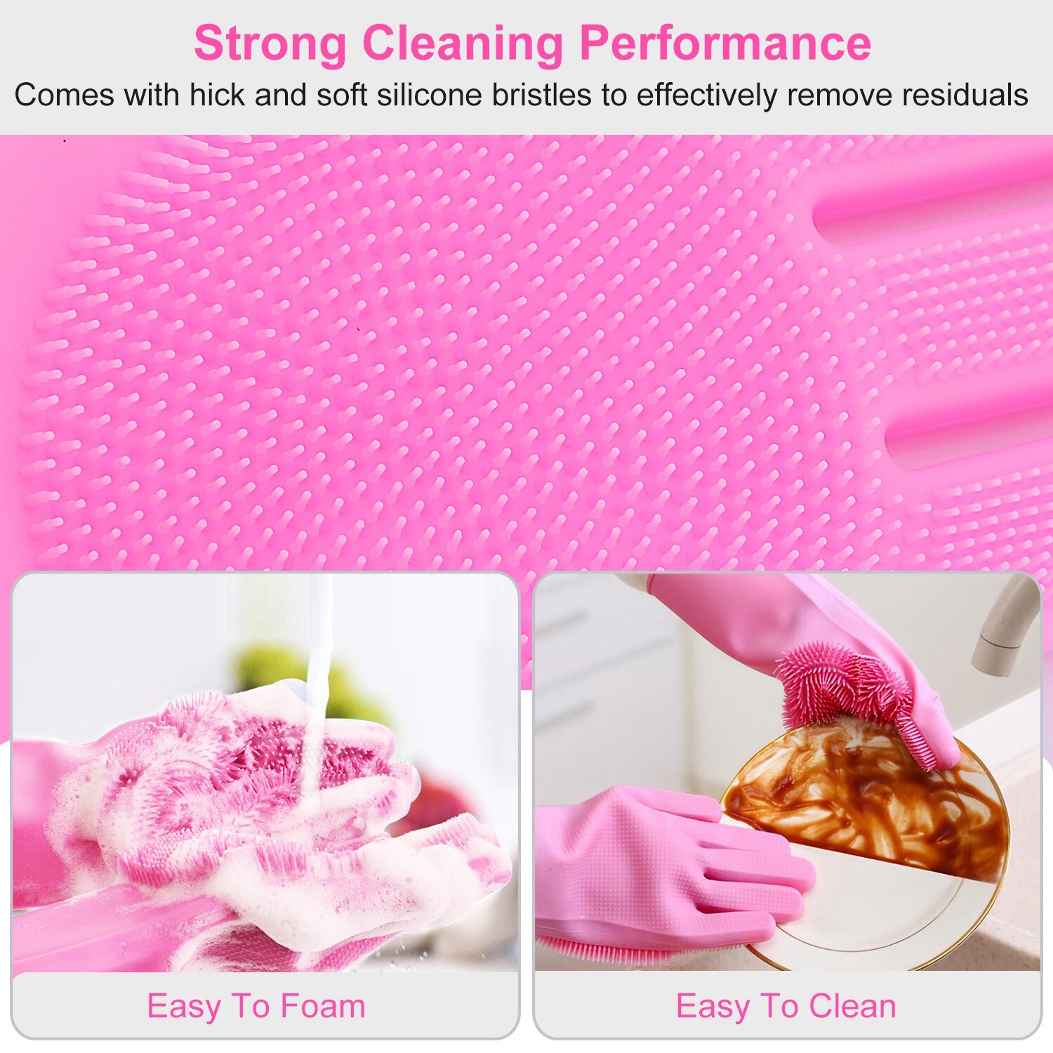 2 * Cleaning Gloves Dishwashing Gloves Silicone Reusable Cleaning Heat Resistant