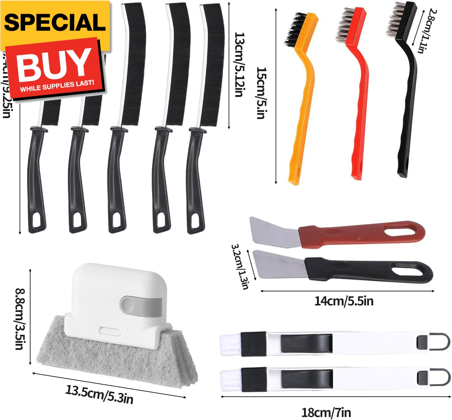 13pcs Household Cleaning Tools 2 in 1 Groove Cleaning Brush Window Track Cleanin