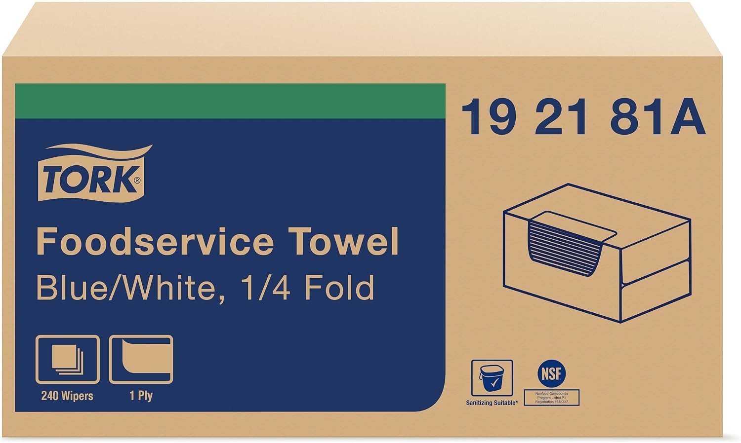 Tork Foodservice Cleaning Towel Blue/White Self Dispensing, 1/4 Folded, 1 x 24