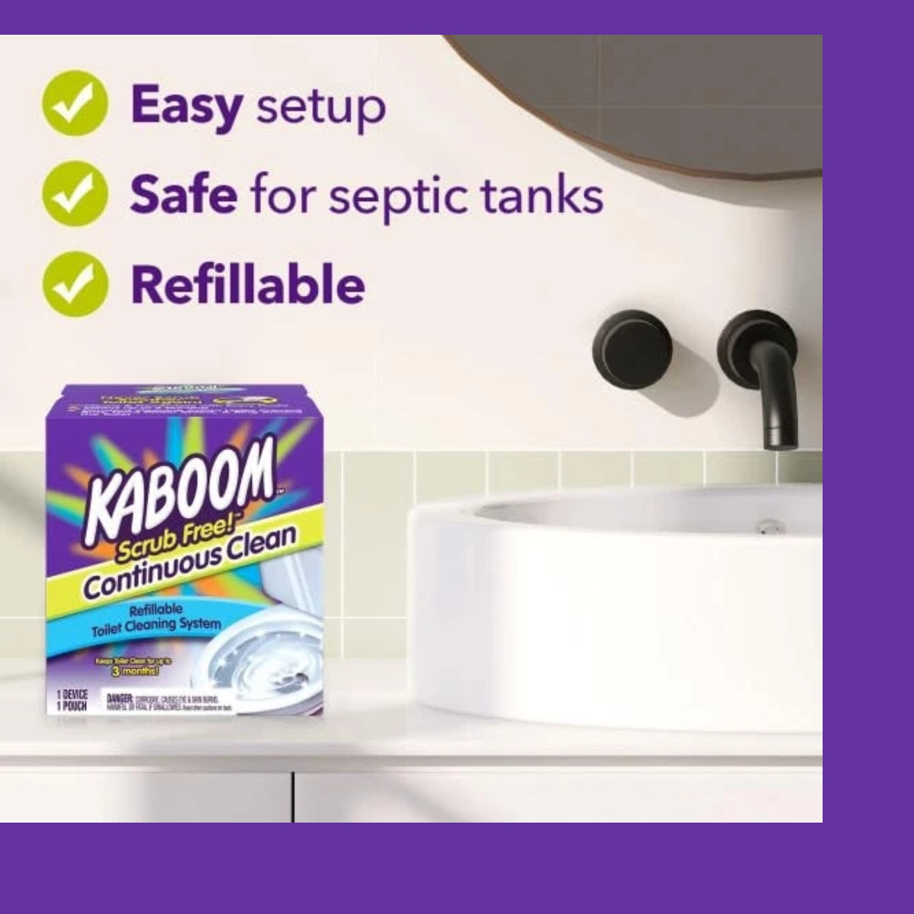 Kaboom Scrub Free Continuous Clean Toilet Cleaning System – Automatic Toilet Bow