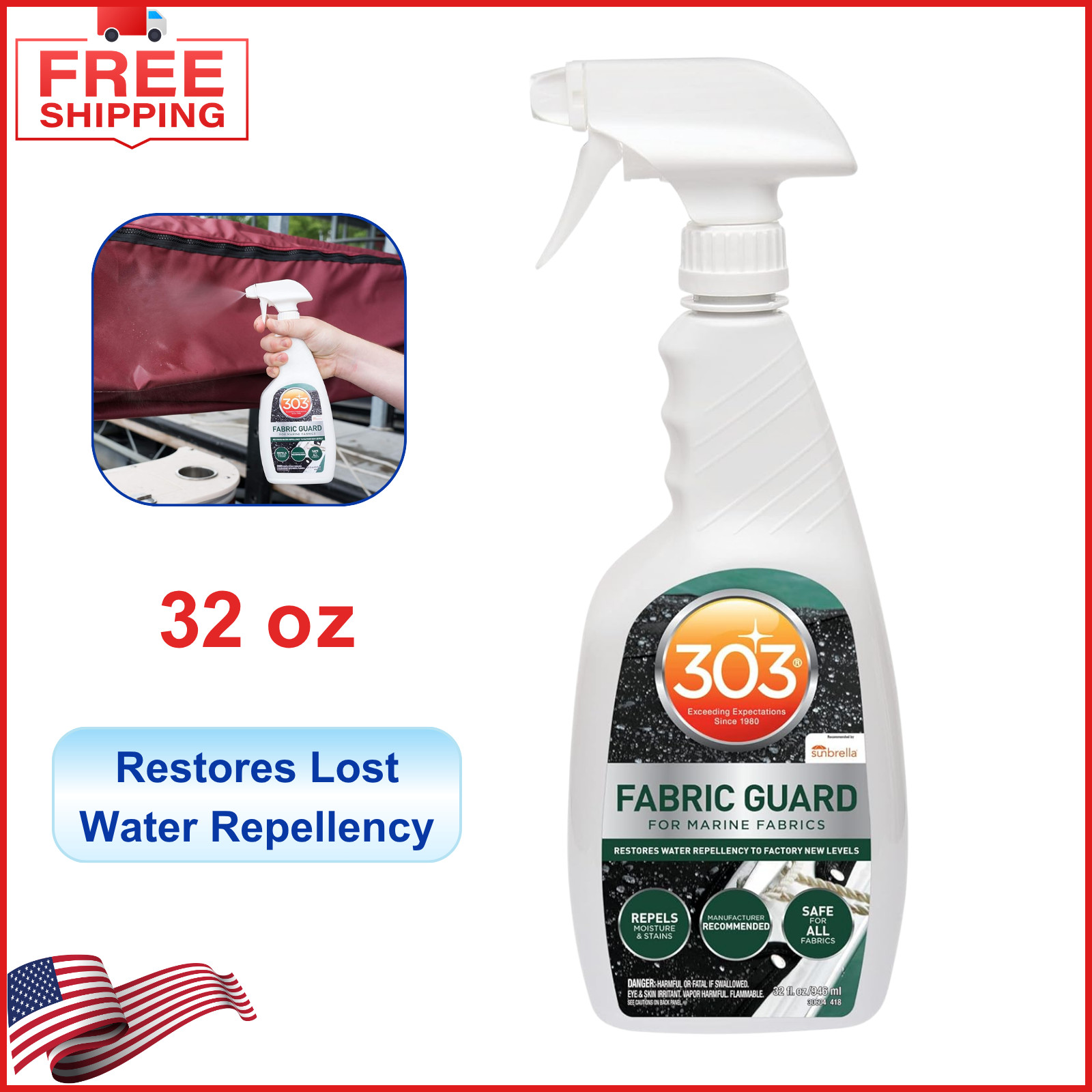 303 Marine Fabric Guard 32 Oz Water Repellent Protectant Safe For All Fabrics