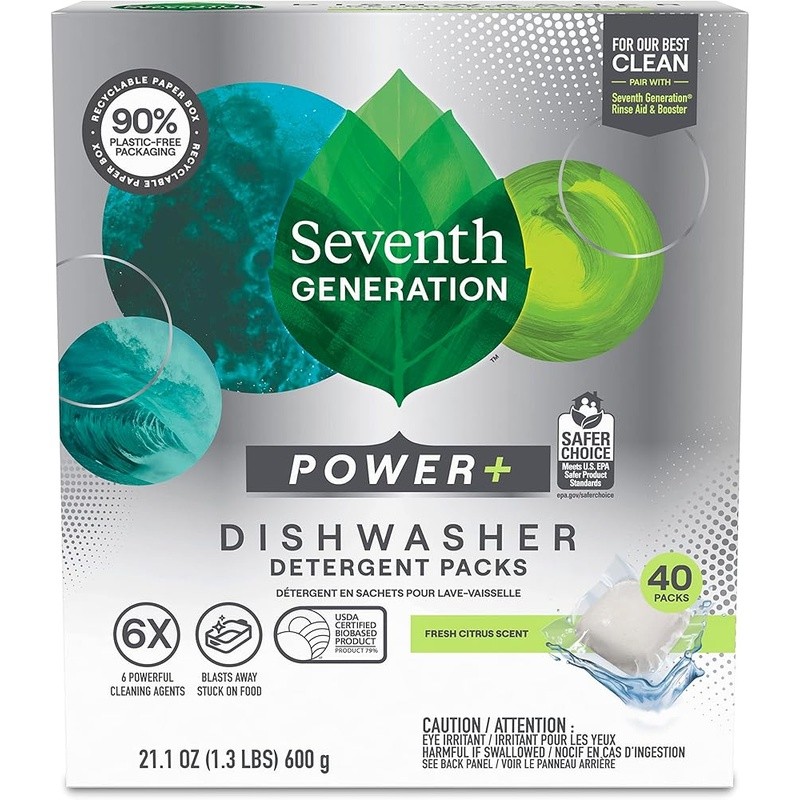 Dishwasher Pods Dual Action 0% Fragrance Phosphates Septic Safe Biobased 83% New