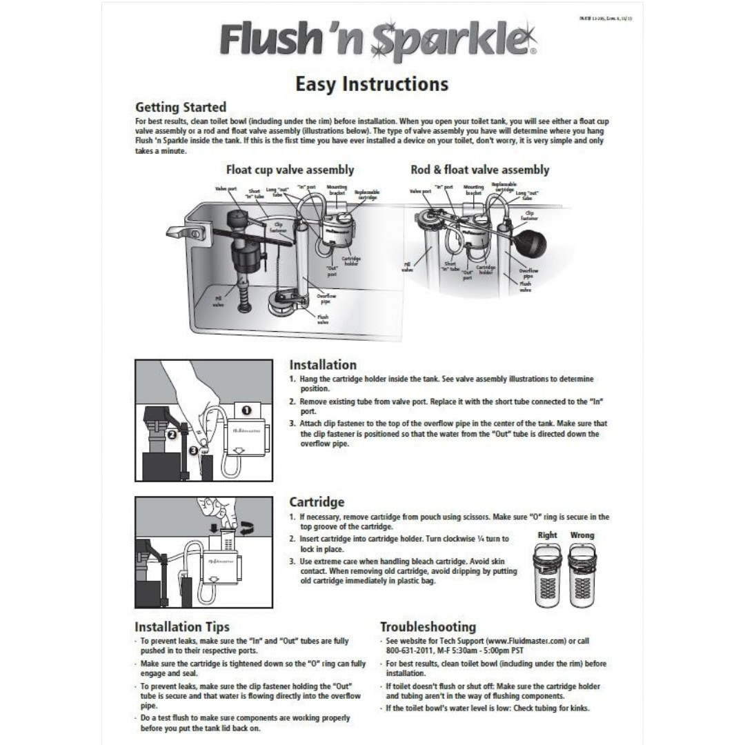 Fluidmaster 8302P8 Flush ‘n Sparkle Automatic Toilet Bowl Cleaning System 2-Pack