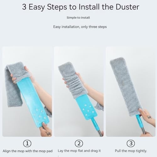 Retractable Gap Duster with 60″ Pole, Flexible Microfiber Brush for Appliances &