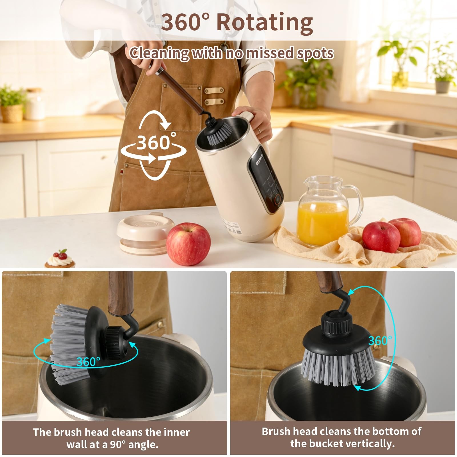 Kitchen Scrub Brush for Dishes, 360° 6-in-1 Kitchen Brushes for Dishes, House…