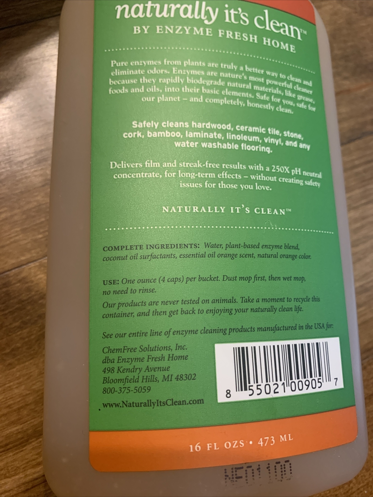 Naturally It’s Clean Enzymes Floor Cleaner 16 FL OZ Discontinued New Sealed