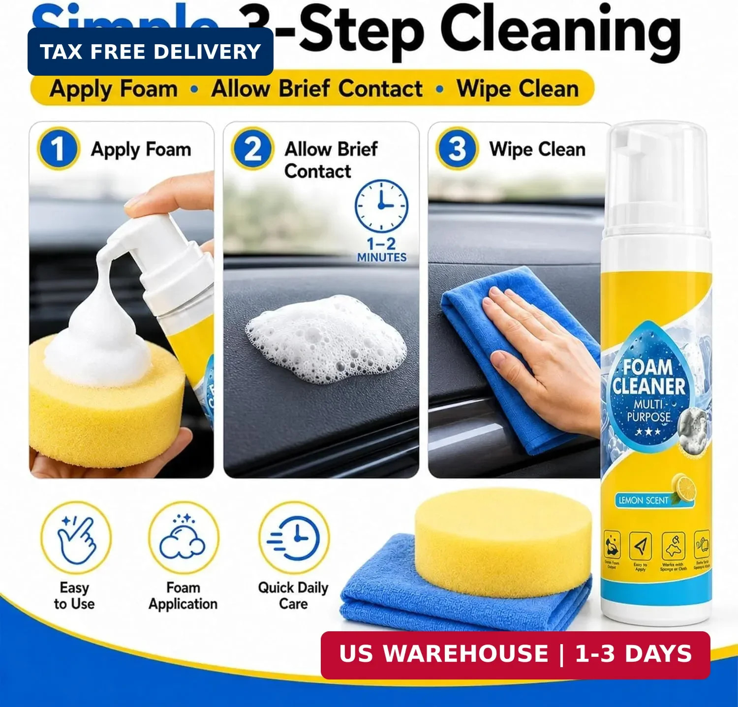 4-in-1 Multi-Enzyme Foam Cleaner Multi-Purpose Car Kitchen Sofa Stain Remover