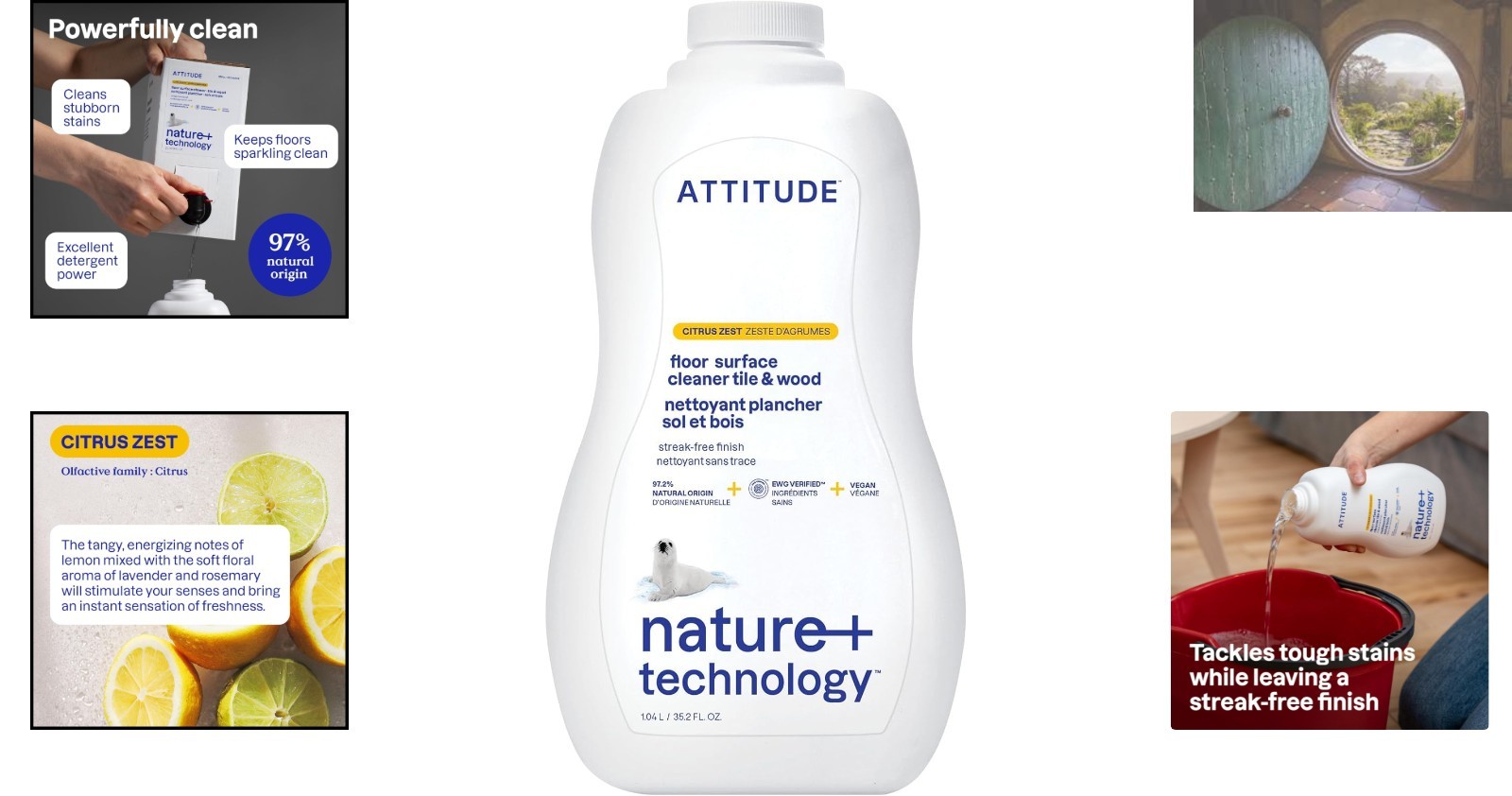 Eco-Friendly Citrus Zest Floor Cleaner – Plant-Based & , 35.2 Fl Oz