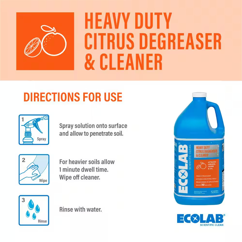 1 Gal. Heavy Duty Citrus Degreaser Concentrate Cleaner, Attacks Grease and Grime