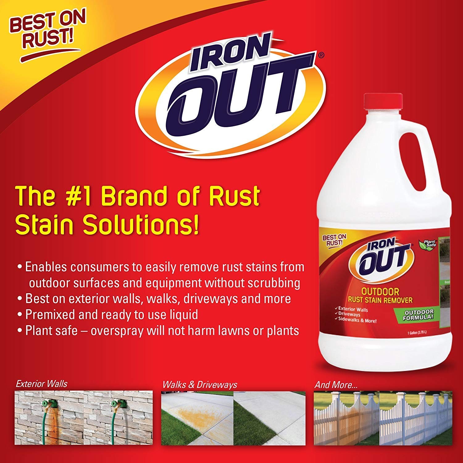 Iron OUT Liquid Rust Stain Remover, Pre-mixed, Quickly Removes Rust 2 Gallons