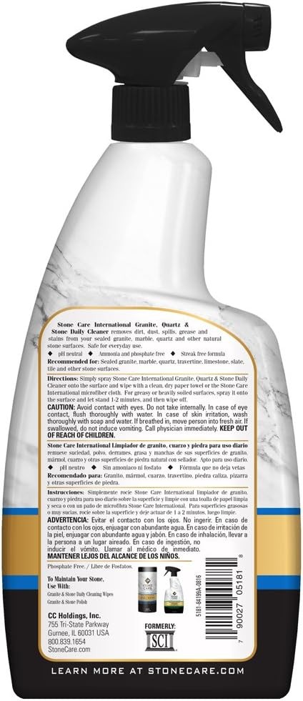 Stone Care International Granite Cleaner – 32 Fluid Ounces Granite & Stone Tile
