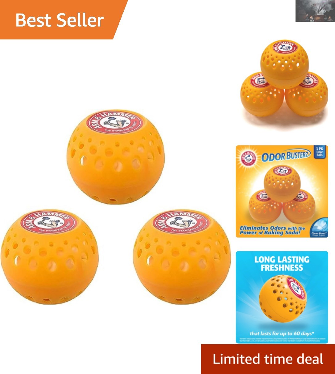 Natural Odor Eliminator Balls – 60 Days Fresh Clean Burst Scent for Anywhere Use