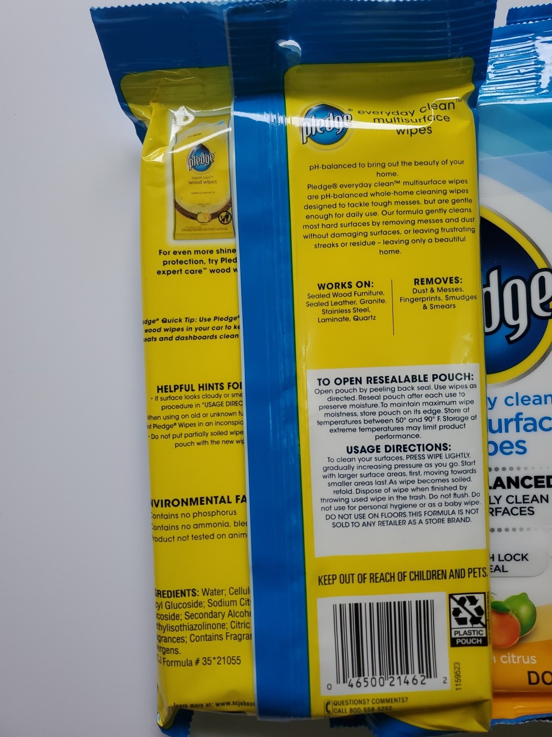 Pledge Everyday Clean Multisurface Fresh Citrus Pre-moistened Wipes Lot of 4