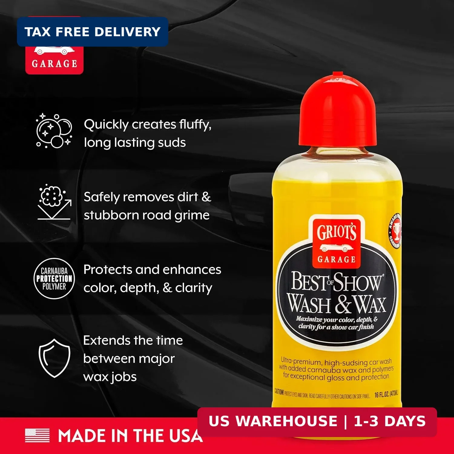 Griot’s Garage Best of Show Wash and Wax for Car Detailing and Cleaning, Carnaub