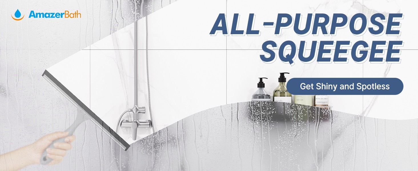 Squeegee for Shower Glass Door, All-Purpose Squeegee with Hook for Shower Doors,