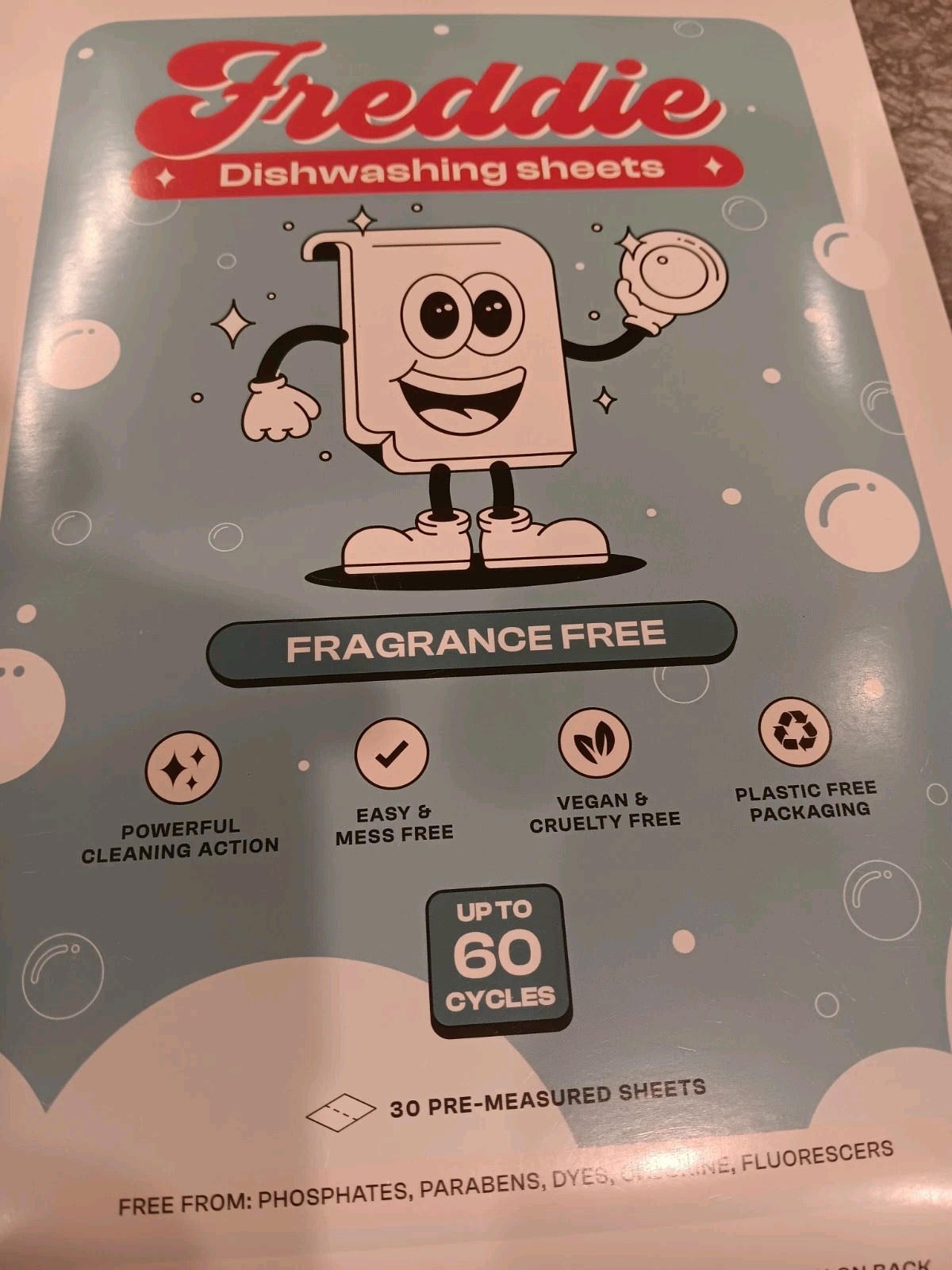 Freddie Dishwashing Sheets- Lot Of 2 Packs- Total 60 Sheets/ 120 Cycles