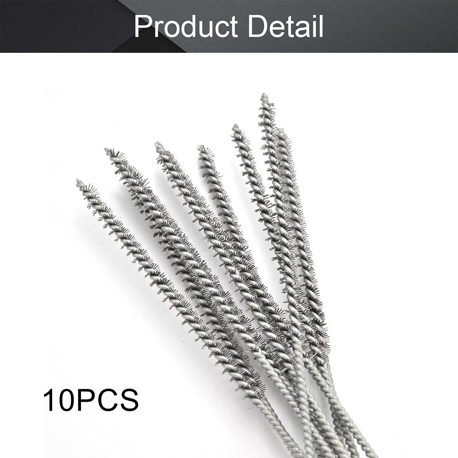 Utoolmart Steel Wire Tube Brush 12″ x 1/4″ Spiral Long Handle Cleaning Brush …