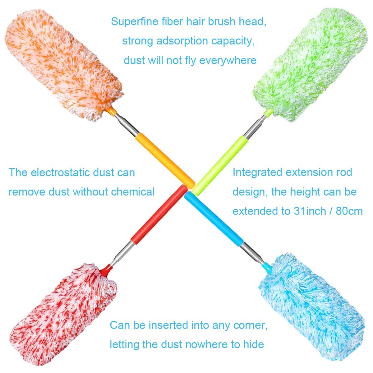 4 Pcs microfiber Hand duster washable Microfibre Cleaning Tool Extendable
