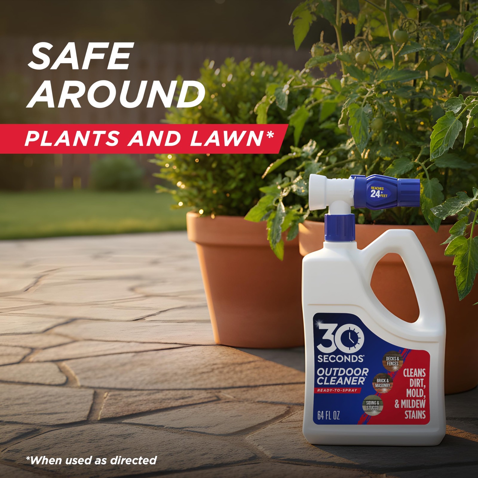 30 SECONDS Outdoor Cleaner 2 Pack with Hose End Sprayer Cleans Stains from Algae