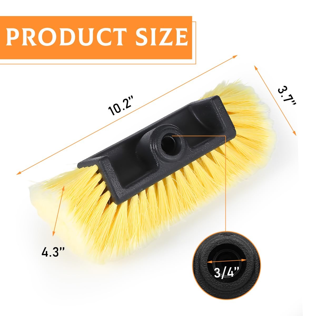 Car Wash Brush Head 10 Inch Automotive with Soft Bristles Flow-Thru Dip