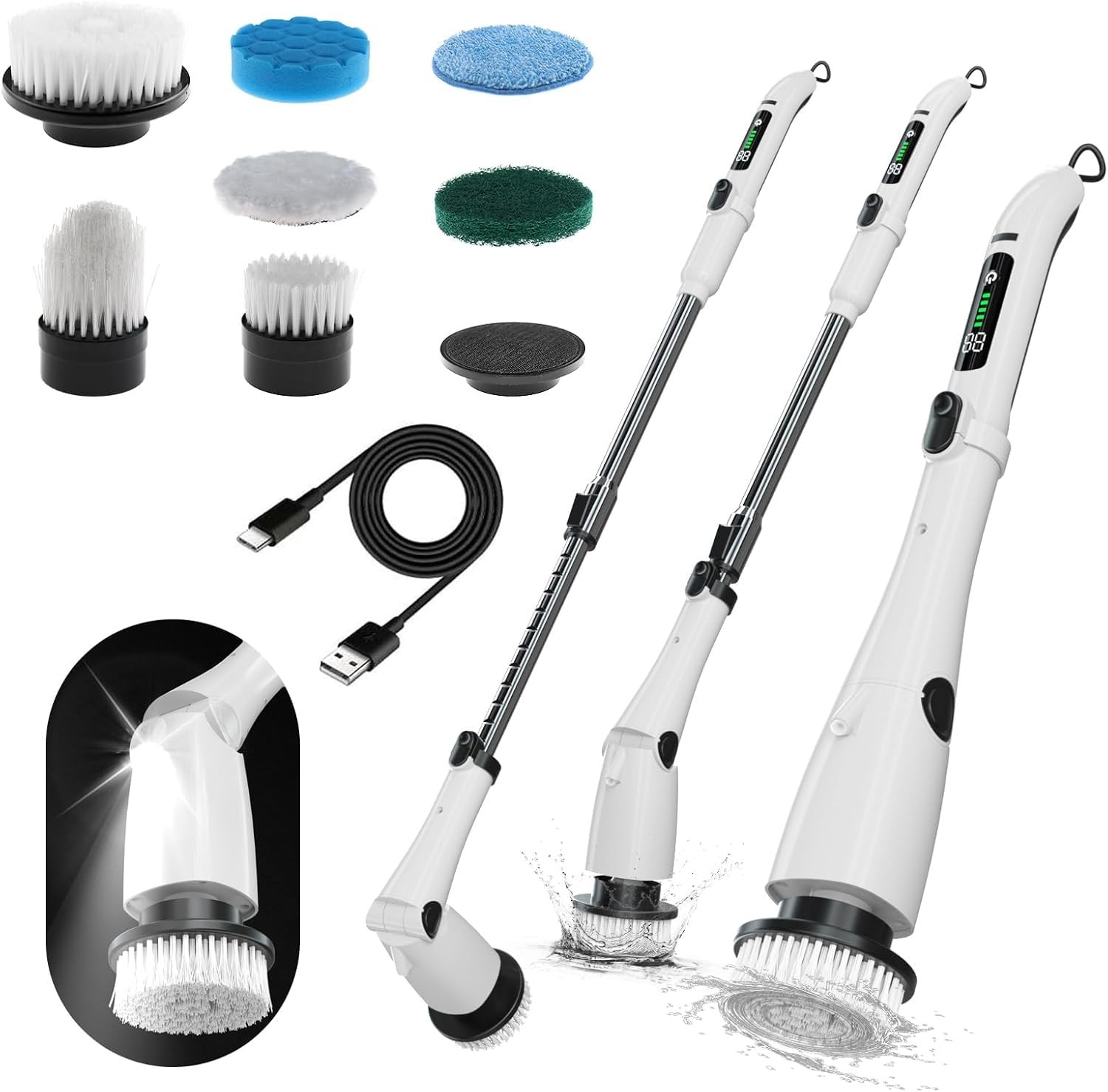 Electric Power Spin Scrubber – Cordless Cleaning Brush with 7 Replaceable Bru…