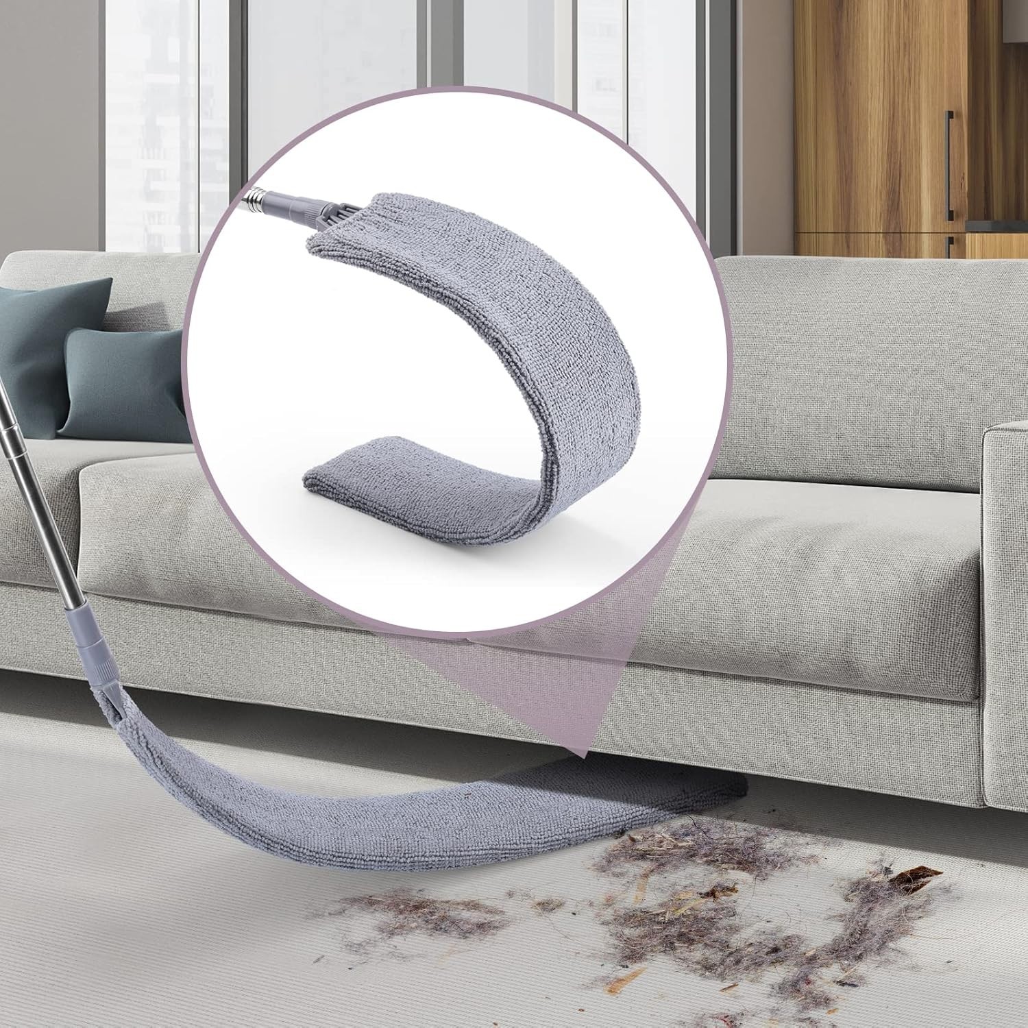 Retractable Gap Dust Cleaner with 3 Microfiber Dusting Cloths & 30-100 inch E…