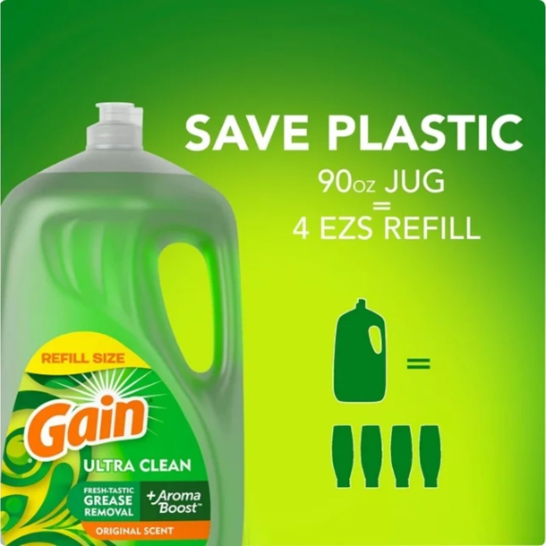Gain Ultra Dishwashing Liquid Dish Soap, Original Scent, 90 fl oz