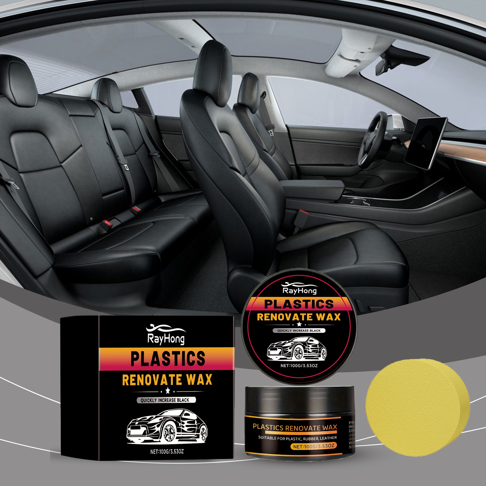 Plastic Restorer Cream – Restores Black Faded Trim Paste with Beeswax for Car