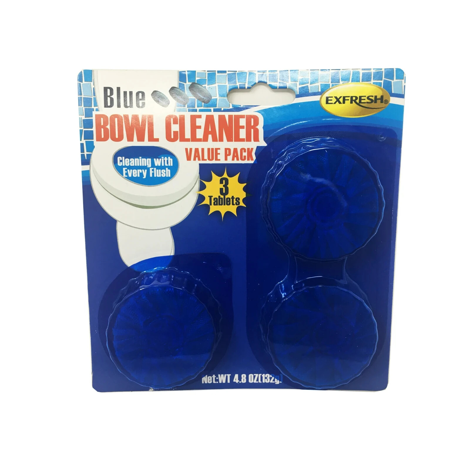 ExFresh Blue Bowl Cleaner Tablets, Value Pack, Pack of 2 (6 Tablets Total)