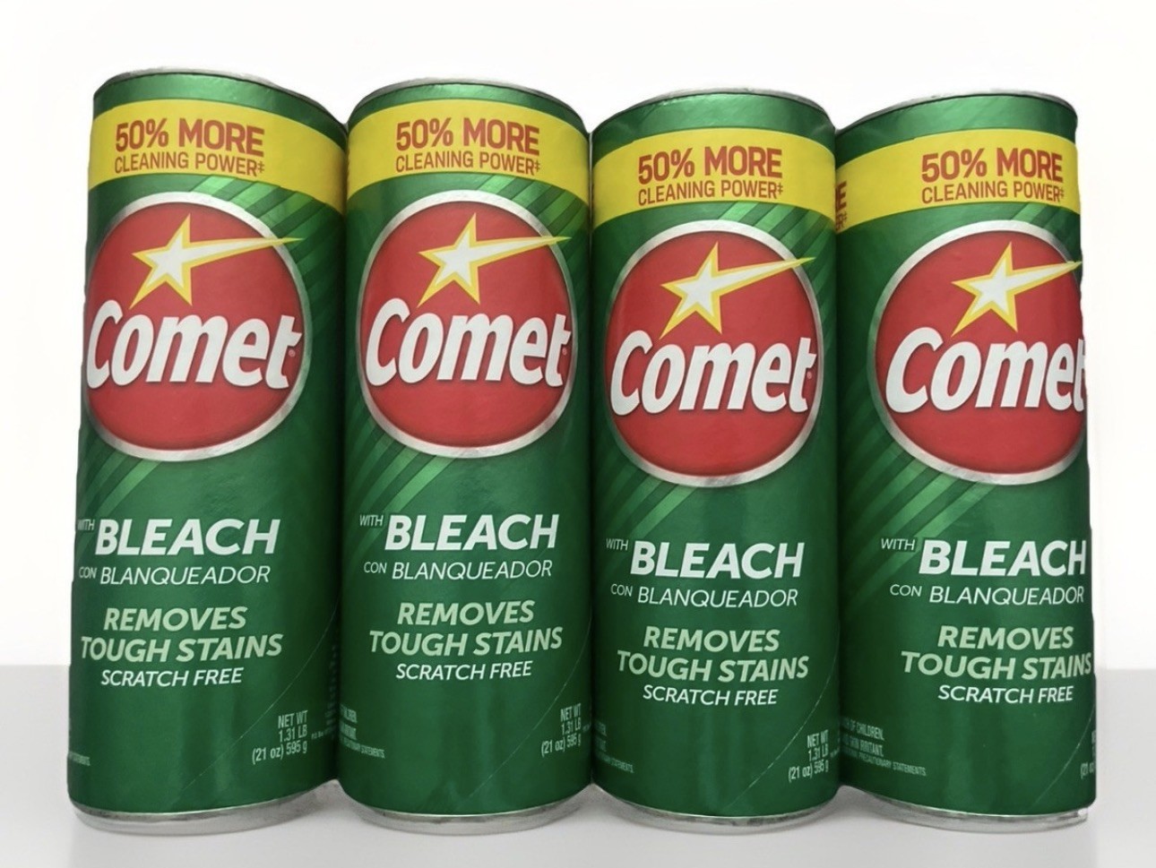Comet Cleaner with Bleach 21 oz All-Purpose Removes Stains 4 PACK
