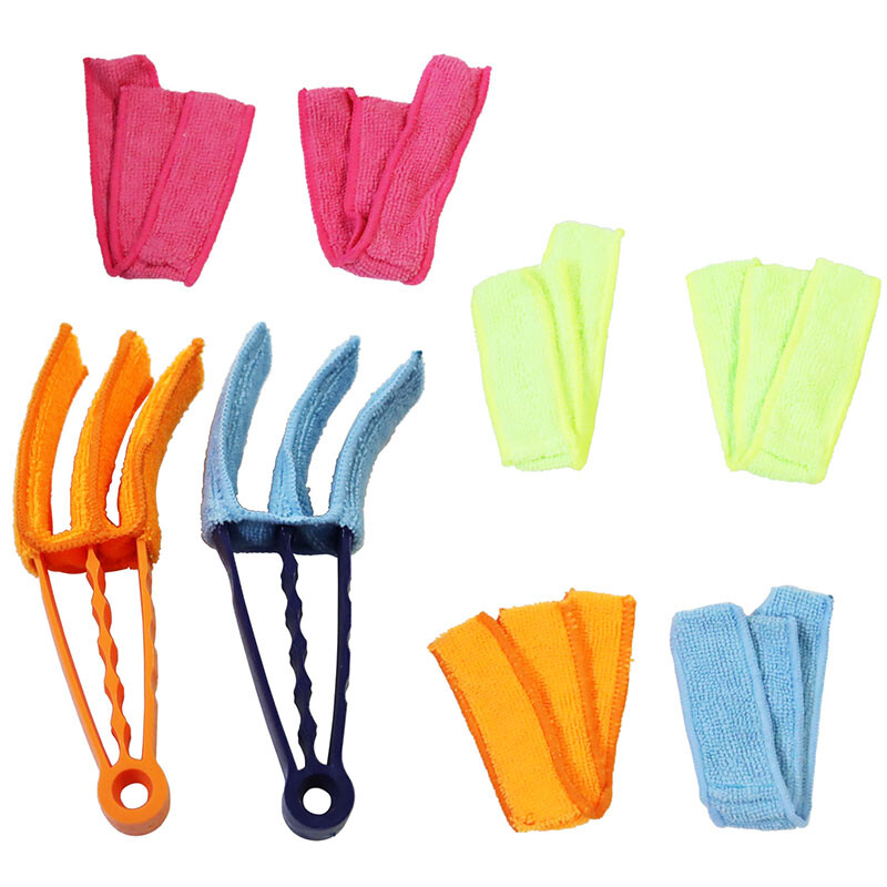 Venetian Blind Blade Cleaner Window Conditioner Duster Brush 2 Clamps 8 sleeves