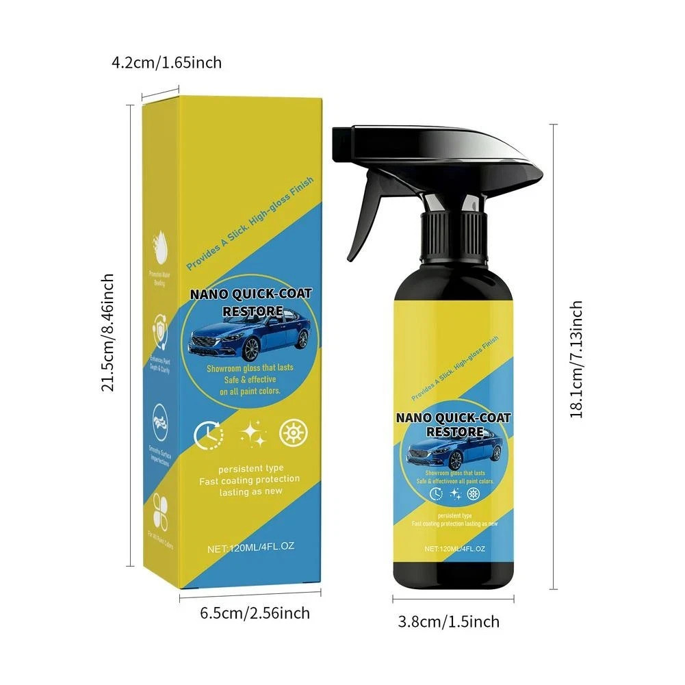 2 Pack- NANO QUICK-COAT RESTORE, 120ml Car Polish & Protectant, High GlossFinish