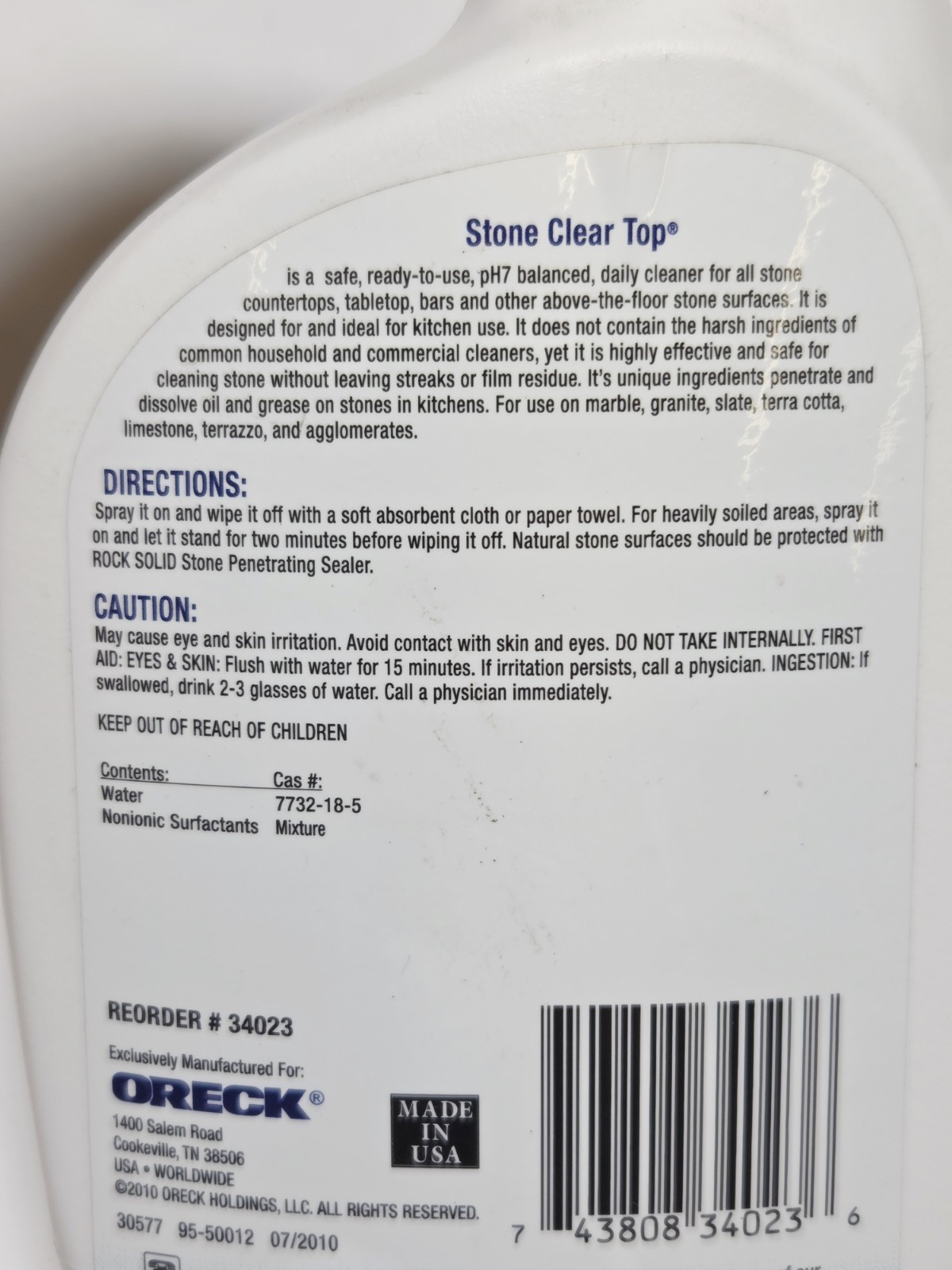 Oreck Pro Stone Countertop Cleaner 32oz