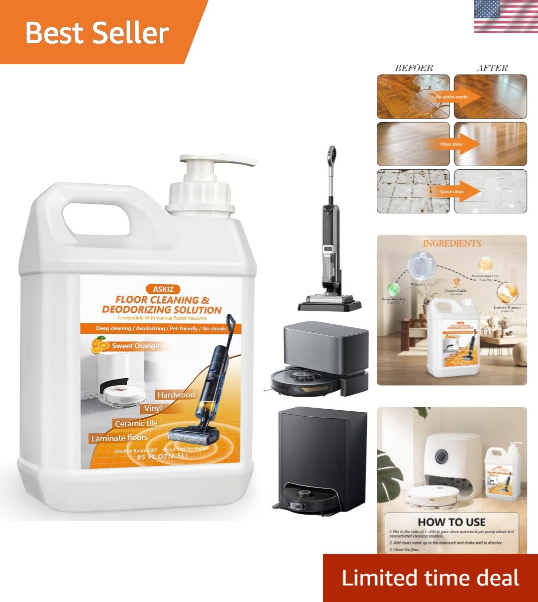 85 FL OZ Floor Cleaning Solution,Floor Cleaner for Mopping with Tineco,Deep C…