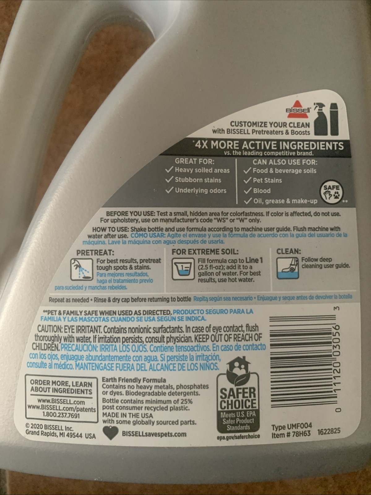 Bissell Pro 78H63 Deep Clean Stain Protect Concentrated Carpet Shampoo 48 OZ