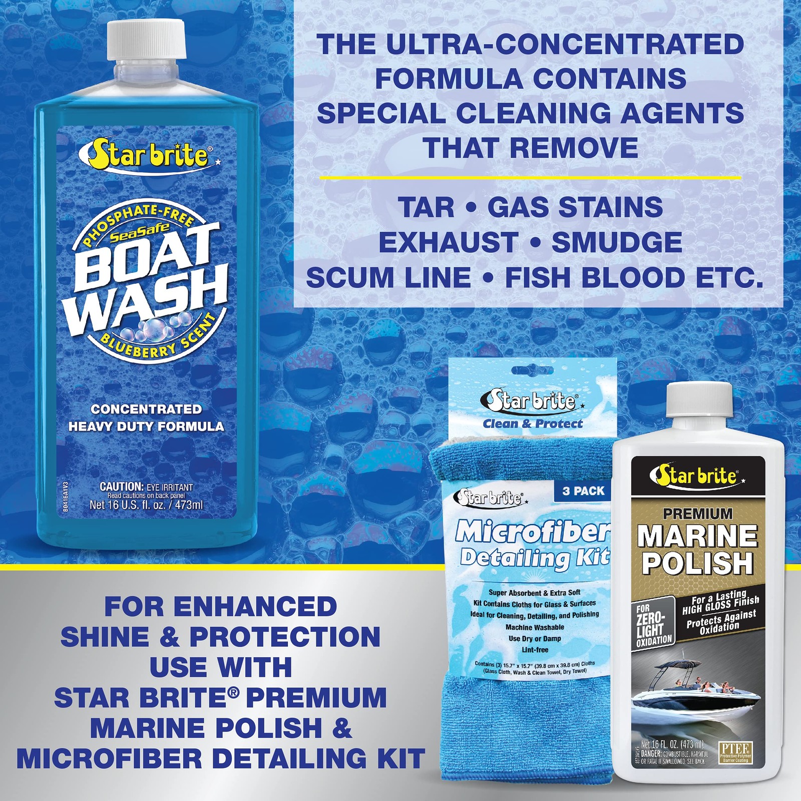 Star Brite 080416P Concentrated Boat Wash 16Oz Heavy Duty Marine Cleaner Formula