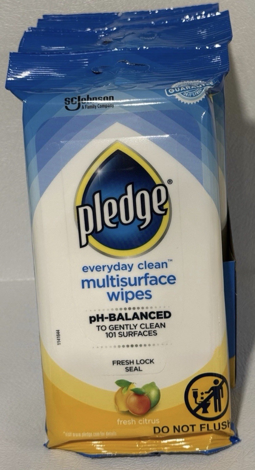 3 Packs Pledge Fresh Citrus Multi-surface Wipes 25 Pre-Moistened Wipes Per Pack