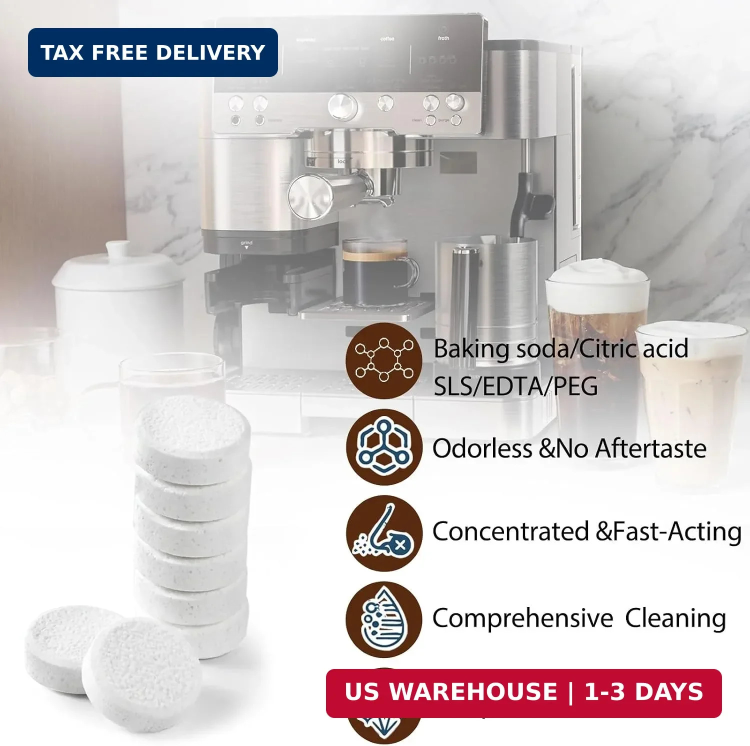 Silicone Espresso Backflush Cleaning Disc 54mm with 8 PCS Cleaning Tablets, Gray