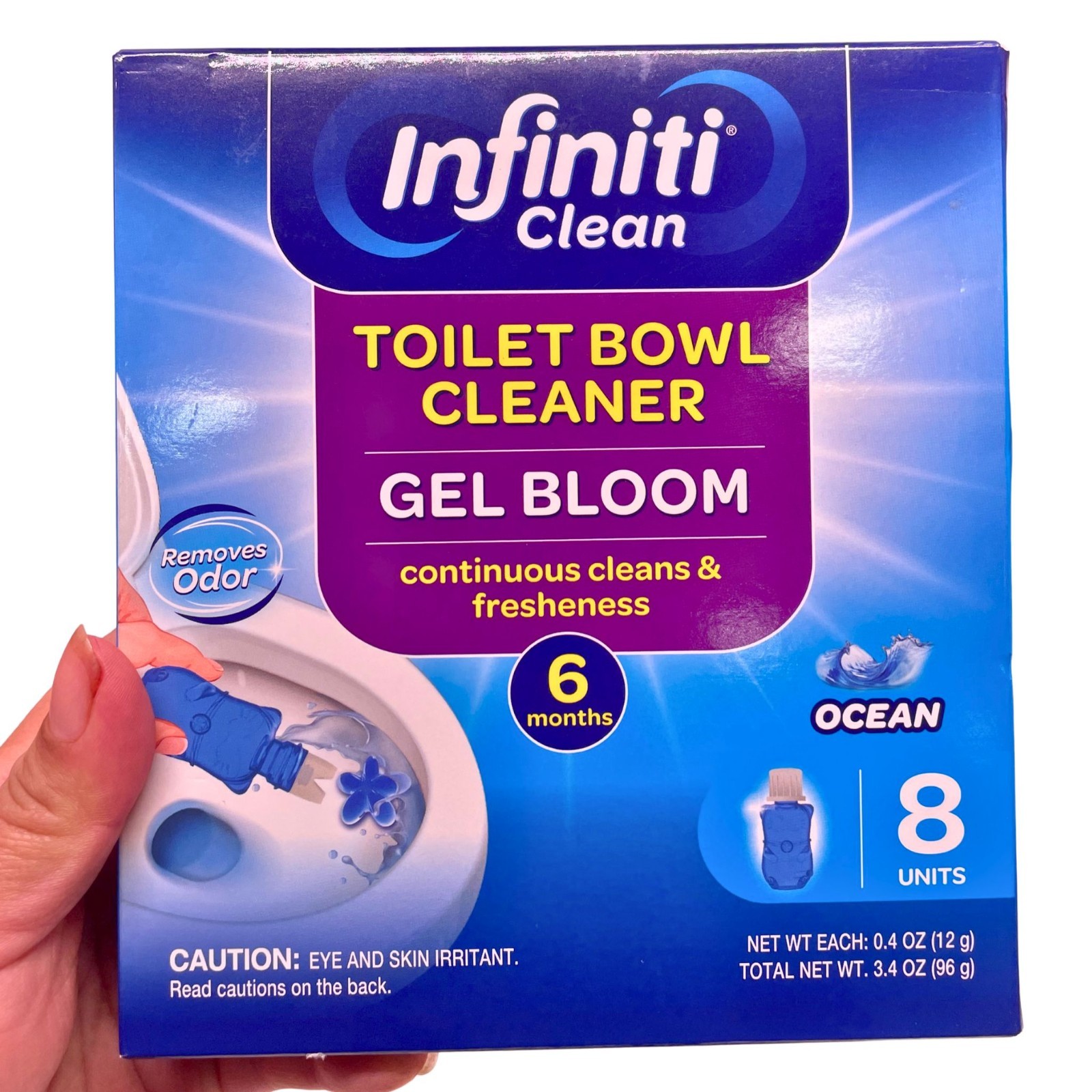Infiniti Clean Toilet Bowl Cleaner Gel Bloom Ocean 8 Units 2 Pack New