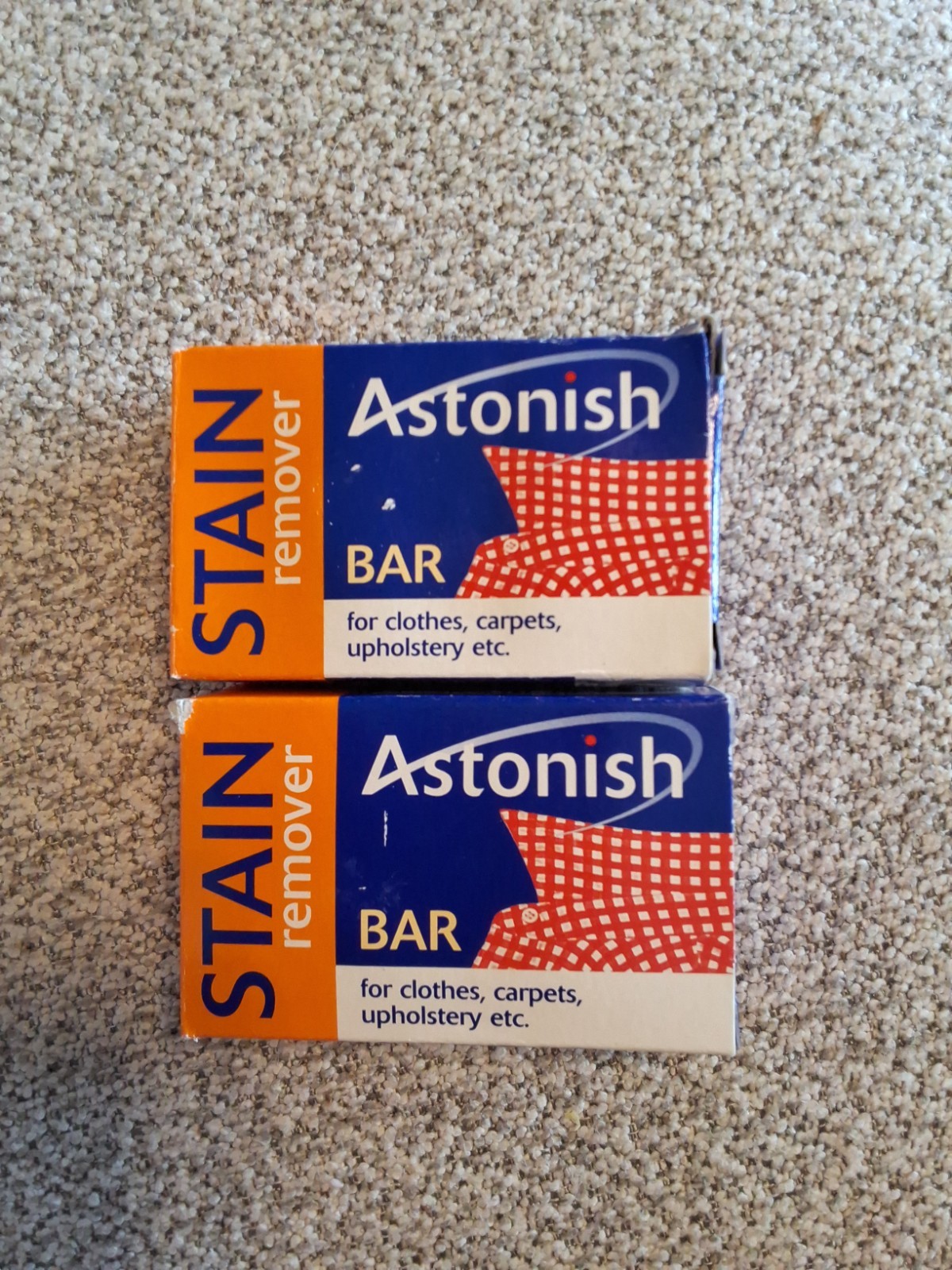 2x Astonish Stain Remover Bar Clothes Carpet Upholstery Pre Laundry Fabric 75g.