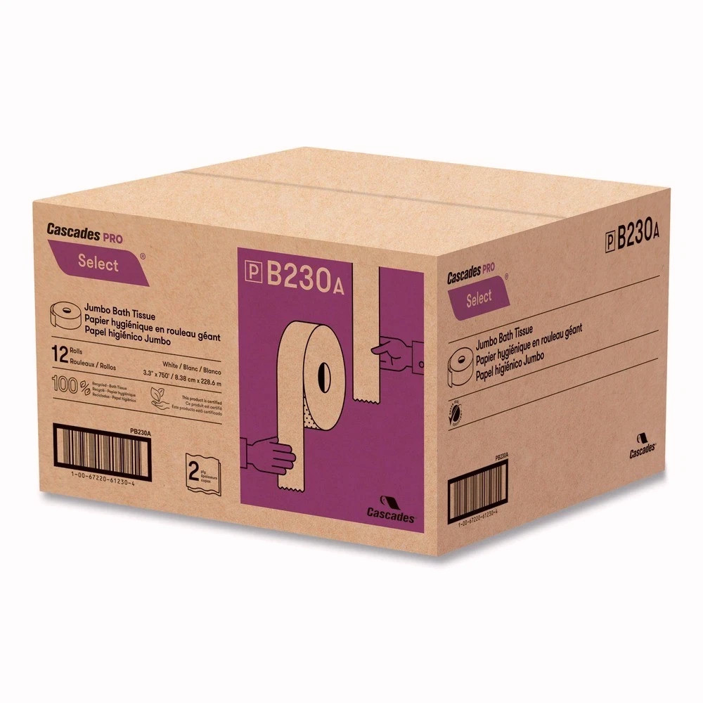 Cascades PRO B230 2-Ply 3.3″ x 750′ Select Jumbo Bath Tissue (12/CT) New