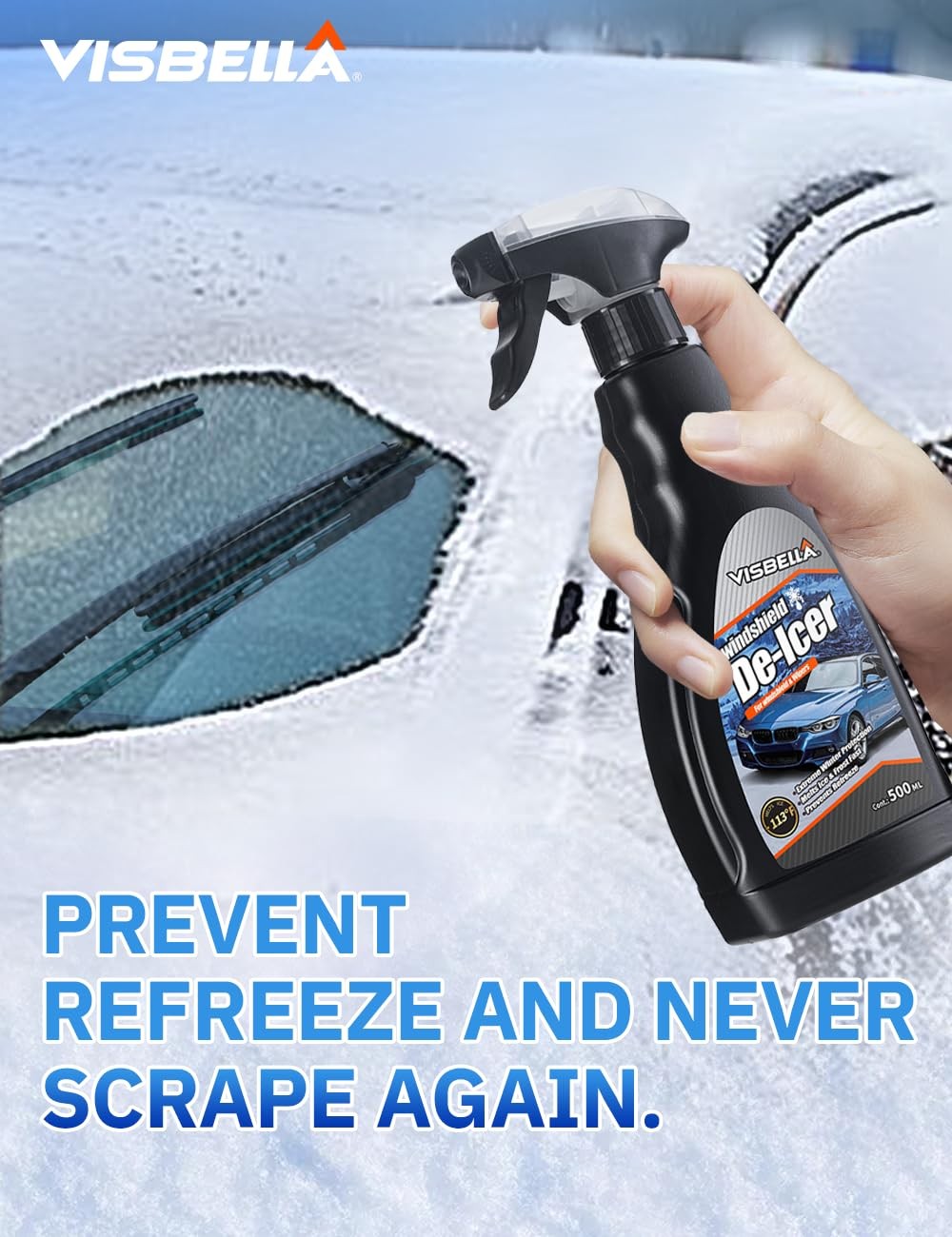De-Icer Spray for Windshield & Wipers Extreme Winter Protection Melts Ice & F…