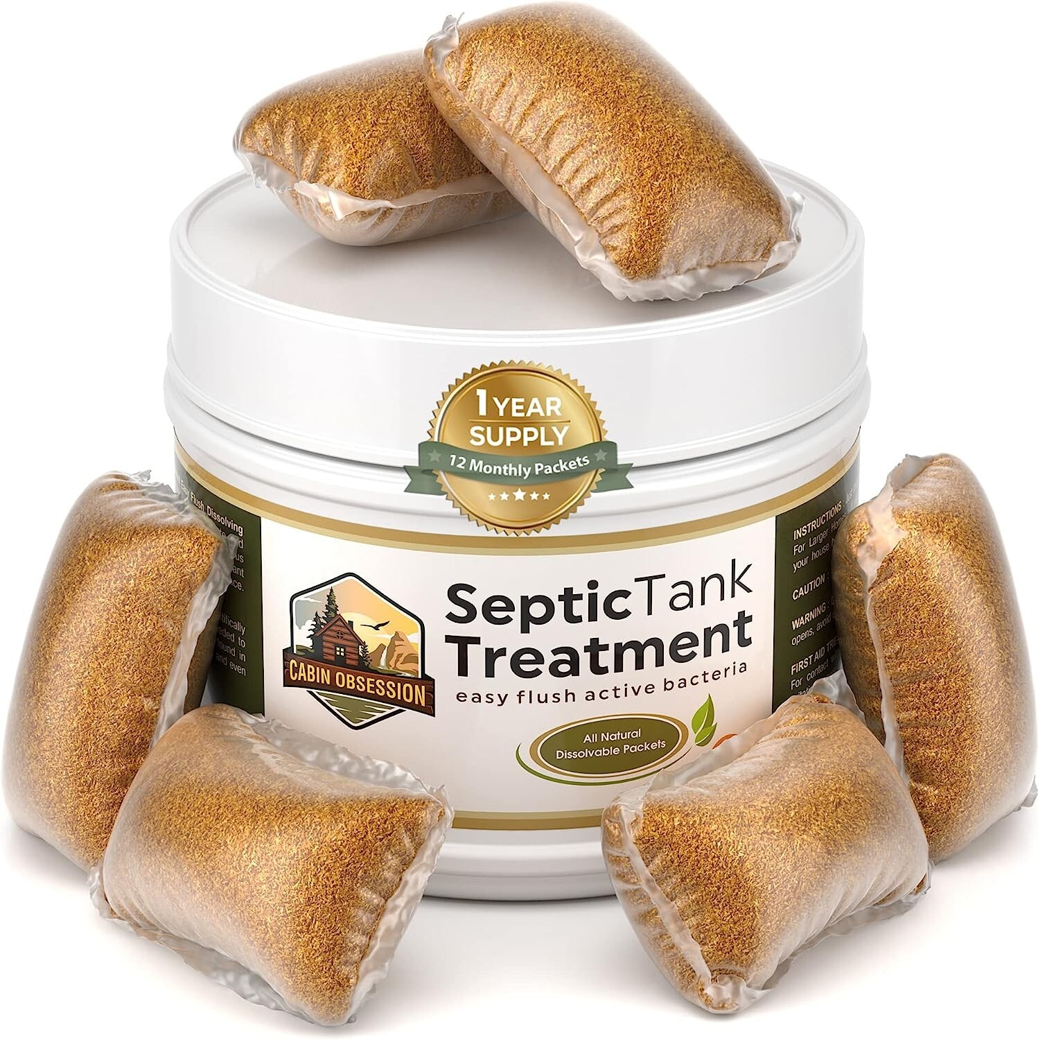 Septic Tank Treatment – 1 Year Supply of Dissolvable Easy Flush Live Bacteria…